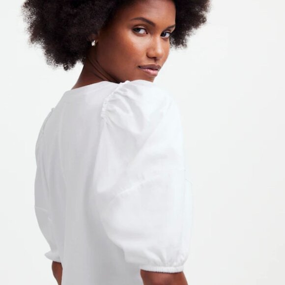 NWT Madewell White Puff-Sleeve Tee - Size: Extra Small - Picture 10 of 10